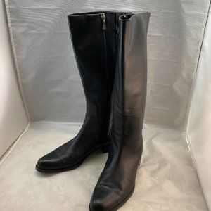 Valerie Stevens Black Leather Knee High Boots